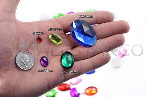 KraftGenius Allstarco 40x30mm Large Flat Back Oval Acrylic Rhinestones Cosplay Costume Gems Plastic Jewels Embelishments DIY Crafts Gemstones - 4 Pieces (Green Peridot H120)