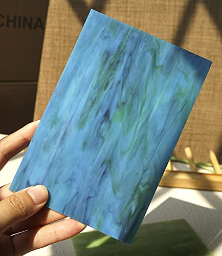 Lanyani 10 Sheets Variety Streaky Glass Packs 4 x 6 inch Cathedrals Stained Glass Sheets for Mosaic Tiles Crafts,Mixed Colors