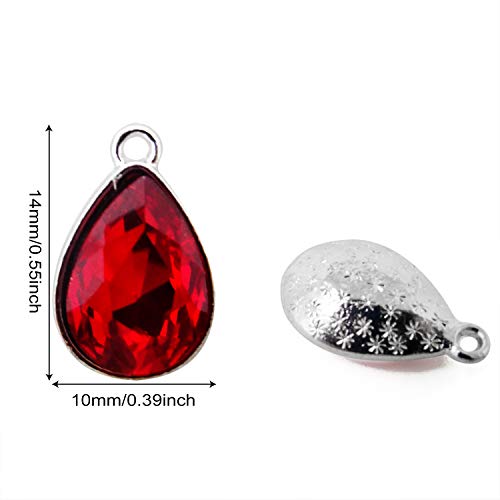 Honbay 20PCS 10x14mm Red Crystal Waterdrops Teardrops Charms Pendant for Necklaces, Bracelets, Earrings Making or Other DIY Crafts (Red)