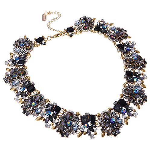 Crystal Rhinestone Statement Necklace, Vintage Chunky Chain Choker Collar Bib Statement Necklace Fashion Costume Jewelry Necklaces for Women