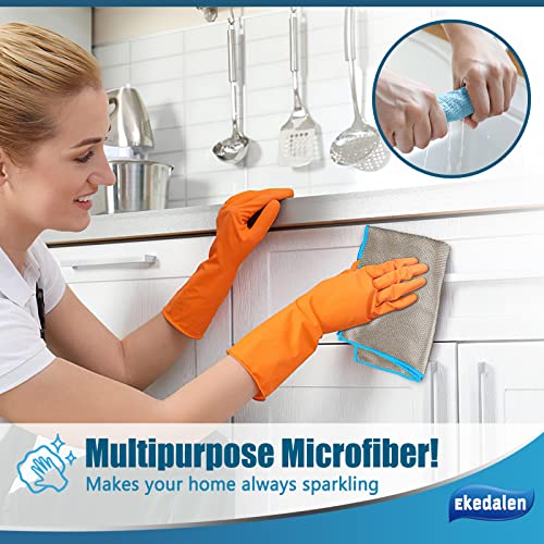 Microfiber Lint Free Cloth Streak Free Miracle Cleaning Cloths Esay Clean Glass Polishing Windows Mirrors Kitchen Household Reusable Cleaning Rags, Pack of 8