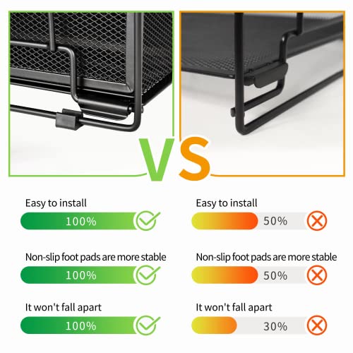 DALTACK 4-Trays Desktop File Organizer with Pen Holder,Letter Tray Paper Organizer with Drawer and Pen Holders, Black Mesh Office Supplies File Holder,Desk Organizer for Office School Home