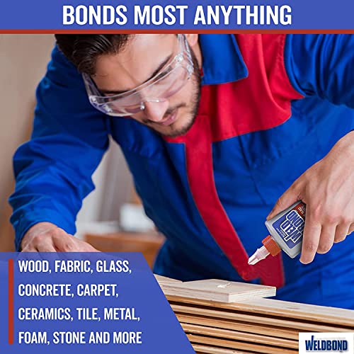 Weldbond Adhesive, 60 ml, 2 fl.oz, Non-toxic Adhesive for wood, tile, glass, hard foam, porous surface sealing and concrete bonding. Dries Crystal Clear, no fumes, water clean up