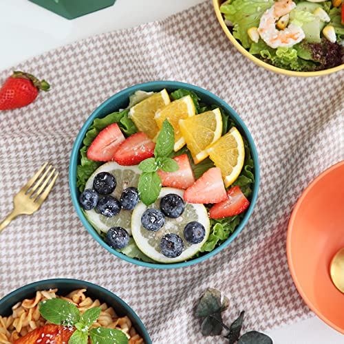 Kyraton Plastic Cereal Bowls 8 Pieces 26 oz, Unbreakable And Reusable Light Weight Bowl For Rice Noodle Soup Snack Salad Fruit BPA Free Dishwasher Safe ( Mutil Color)