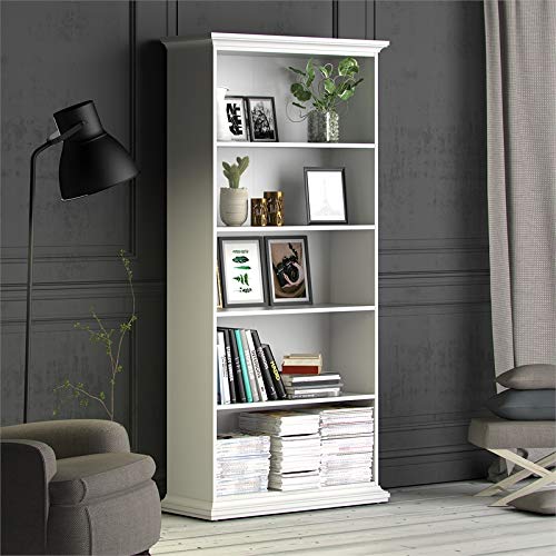 Home Square 5 Shelf Wood Bookcase Set in White (Set of 2)