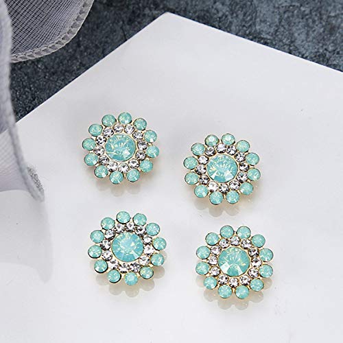 YONGSNOW 100pcs 14mm Crystal Sunflower Shape Rhinestone Buttons Sew on Rhinestone Flatback Rhinestone Gold Base with Setting Claw Handmade DIY Garments Dress Headdress Accessories (Jelly Green)