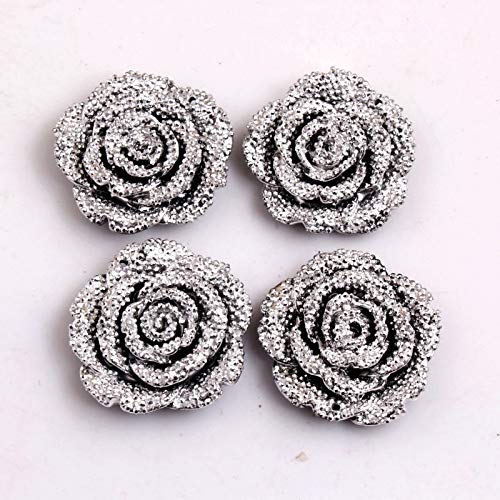 Ochoos Kwoi vita Chunky 42MM Chunky Resin Rhinestone Flower Pendant 50PCS A Lot Mix Color for Chunky Jewelry - (Color: Dark Green)