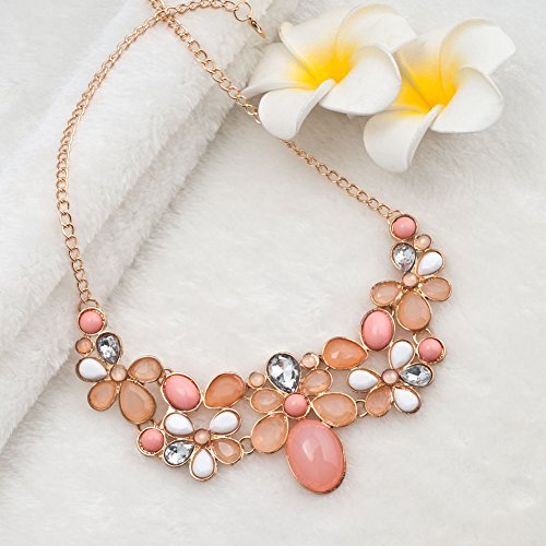 LilyJewelry Pink Flower Chunky Statement Necklace