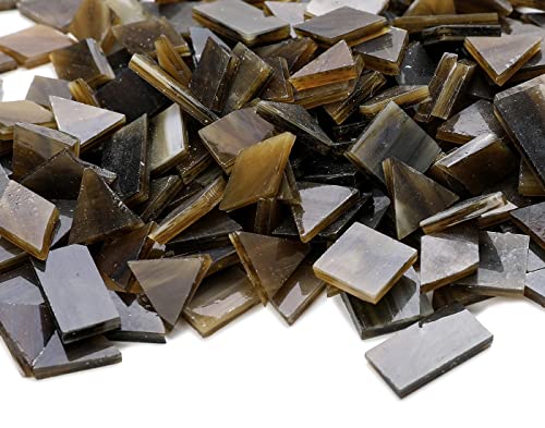 Lanyani Glass Mosaic Tiles for Art Crafts,4 Shapes Mixed Tiffany Stained Glass Pieces,200 Pieces (Coffee)
