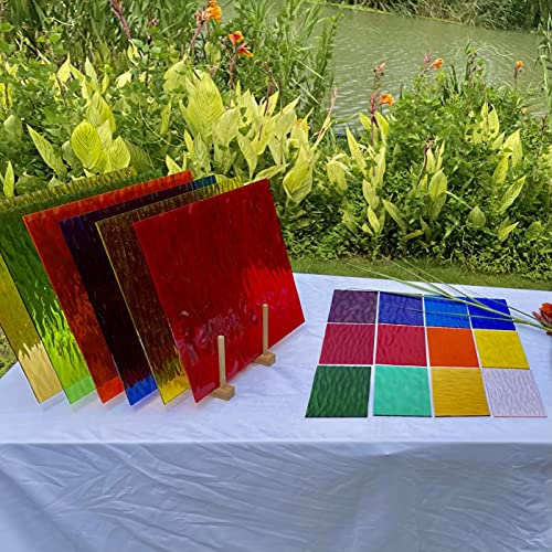 Unicoshape 12 Sheets Stained Glass Sheets Pack, 6" X 4" Cathedral Glass, Art Glass, Mosaic Glass Tiles for Crafts, (Mixed Texture)