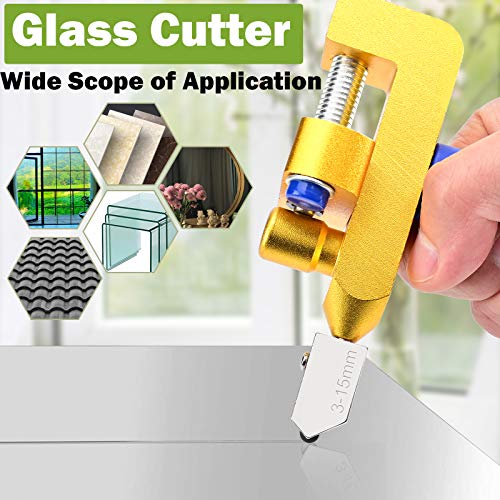 Canitu Manual Tile Cutter,2 in 1 Glass Tile Cutter Hand Tool with 3-15 mm Tungsten Steel Blades Breaking Pliers Hand Glass Cutter Kit for Home DIY Cutting Glass, Mirror, Ceramic Tile, Glazed Tiles