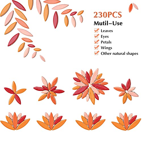 Youway Style Ceramic Mosaic Tiles for Crafts Bulk,Petal Shape Mosaic Pieces,Leaves Tiles for DIY Art Crafts (Mixed Colors,568g,20 Ounce) (Red Series)