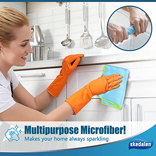 Microfiber Lint Free Cloth Streak Free Miracle Cleaning Cloths Esay Clean Glass Polishing Windows Mirrors Kitchen Household Reusable Cleaning Rags, Pack of 8