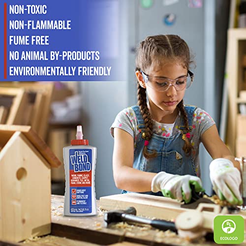 Weldbond Multi-Surface Adhesive Glue, Bonds Most Anything. Use as Wood Glue or on Fabric Glass Mosaic Carpet Ceramic Tile Metal Stone & More. Non-Toxic, Dries Crystal Clear 14.2oz /420ml