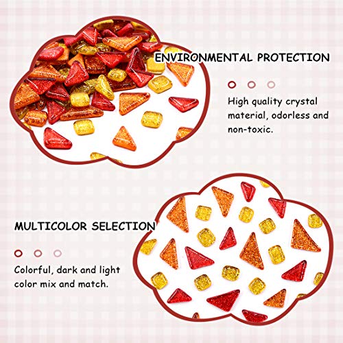 Swpeet 1 Pound Mixed Colors Shine Crystal Series Mosaic Tiles Assortment Kit, Square and Triangle Genuine Mosaic Tiles Glitter Crystal Mosaic Perfect for Home Decoration Crafts - Mosaic Tiles I