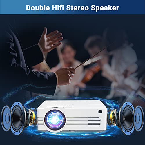 Mini WiFi Bluetooth Projector (with Tripod), Full HD 1080P Supported Outdoor Projector, Full HD True Movie Projector, Compatible with TV Stick, iOS, Android, PS5, HDMI, USB, Vecupou
