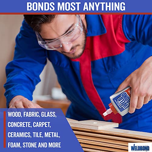 Weldbond Multi-Surface Adhesive Glue, Bonds Most Anything. Use as Wood Glue or on Fabric Glass Mosaic Carpet Ceramic Tile Metal Stone & More. Non-Toxic, Dries Crystal Clear 14.2oz /420ml
