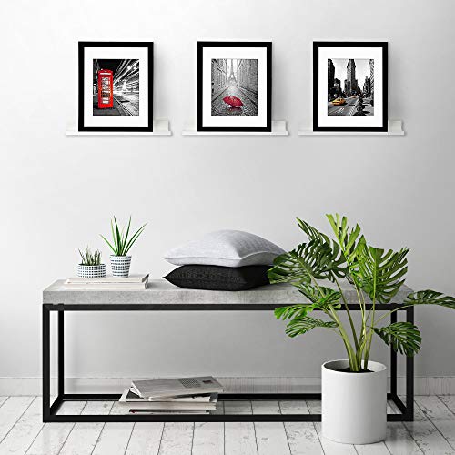 Americanflat 14 Inch Floating Shelves Set of 3 in White Composite Wood - Wall Mounted Storage Shelves for Bedroom, Living Room, Bathroom, Kitchen, Office and More