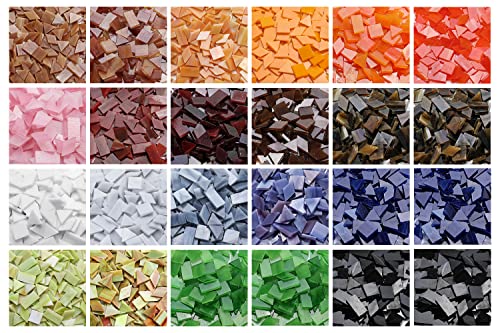 Lanyani Glass Mosaic Tiles for Art Crafts,4 Shapes Mixed Tiffany Stained Glass Pieces,200 Pieces (Honey)