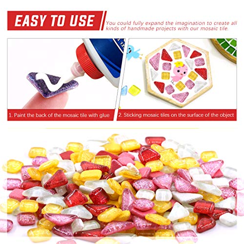 Swpeet 1 Pound Mixed Colors Shine Crystal Series Mosaic Tiles Assortment Kit, Square and Triangle Genuine Mosaic Tiles Glitter Crystal Mosaic Perfect for Home Decoration Crafts