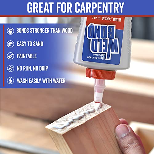 Weldbond Multi-Surface Adhesive Glue, Bonds Most Anything. Use as Wood Glue or on Fabric Glass Mosaic Carpet Ceramic Tile Metal Stone & More. Non-Toxic, Dries Crystal Clear 14.2oz /420ml