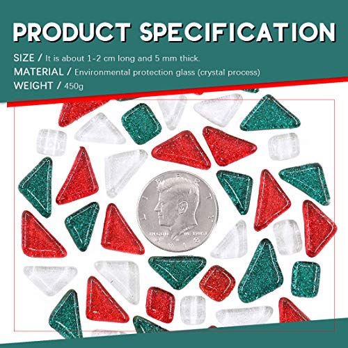 Swpeet 1Ib Glass Mosaic Tiles Pieces Stained Glass for Crafts, Mixed Colors and Patterns (Mosaic Tiles B)