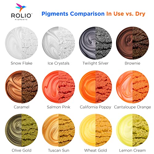 Rolio - Mica Powder - 24 Jars of Pearlescent Color Pigment for Paint, Dye, Soap Making, Nail Polish, Epoxy Resin, Candle Making, Bath Bombs, Slime - Pastel Set