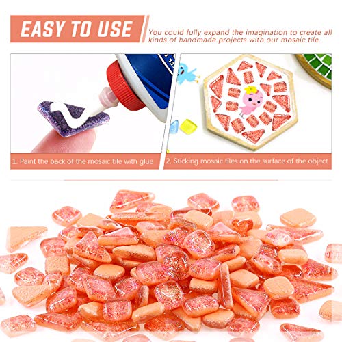 Swpeet 1 Pound Orange Shine Crystal Series Mosaic Tiles Assortment Kit, Square and Triangle Genuine Mosaic Tiles Glitter Crystal Mosaic Perfect for Home Decoration Crafts - Mosaic Tiles U