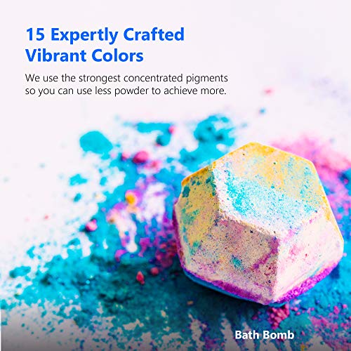Rolio - Mica Powder - 15 Bags of Pearlescent Color Pigment for Paint, Dye, Soap Making, Nail Polish, Epoxy Resin, Candle Making, Bath Bombs, Slime
