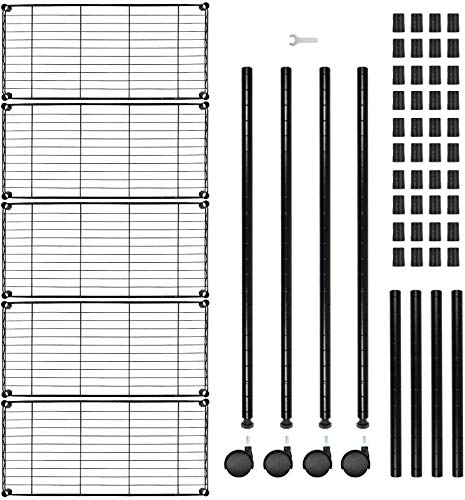 YSSOA Heavy Duty 5-Shelf Shelving Unit, 30" W x 14" D x 61" H, 5 Tier, Black, 1 Pack, 1 Pack