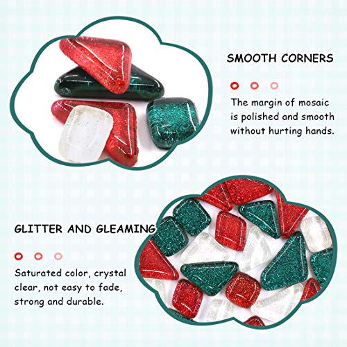 Swpeet 1Ib Glass Mosaic Tiles Pieces Stained Glass for Crafts, Mixed Colors and Patterns (Mosaic Tiles B)