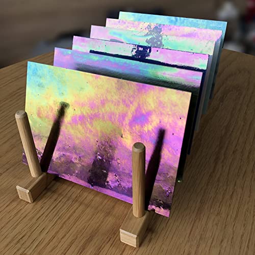 LITMIND 12 Sheets Iridescent Glass Stained Glass Sheets, 4x6 inch Glass Mosaic Tiles for Crafts, Cathedral Art Glass Pack, Assorted Colors (Iridized Opaque & Translucent Textures) - Iridescent Mixed