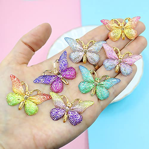 YUNXI 40 PCS Colorful Butterfly Charms Butterfly Pendants Butterfly Jewelry Enamel for Earrings Bracelets Necklace DIY Phone Case Hair Clip Craft Jewelry Making (40 PCS)