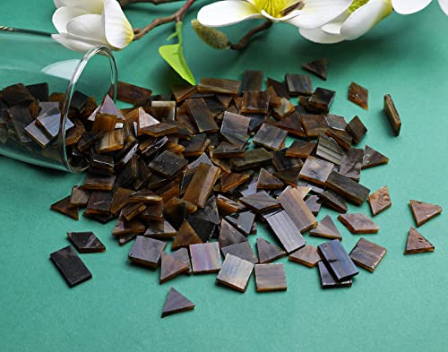 Lanyani Glass Mosaic Tiles for Art Crafts,4 Shapes Mixed Tiffany Stained Glass Pieces,200 Pieces (Coffee)