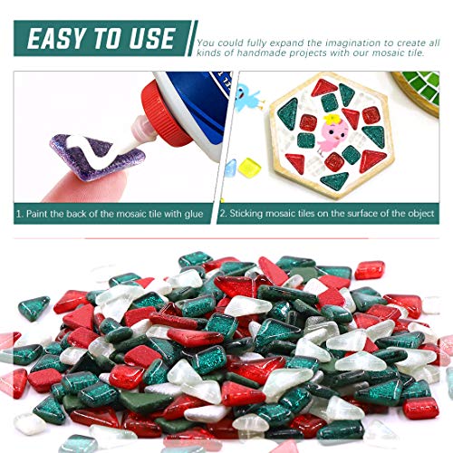 Swpeet 1Ib Glass Mosaic Tiles Pieces Stained Glass for Crafts, Mixed Colors and Patterns (Mosaic Tiles B)