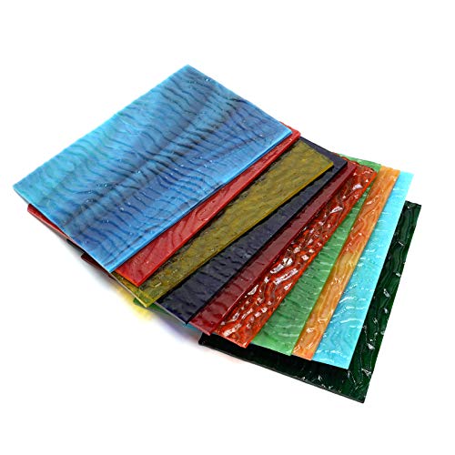 Lanyani (10 Sheets) Variety Textured Stained Glass Sheets Pack, 4 x 6 inch Large Cathedral Glass Mosaic Tiles for Crafts, Mixed Opaque&Transparent