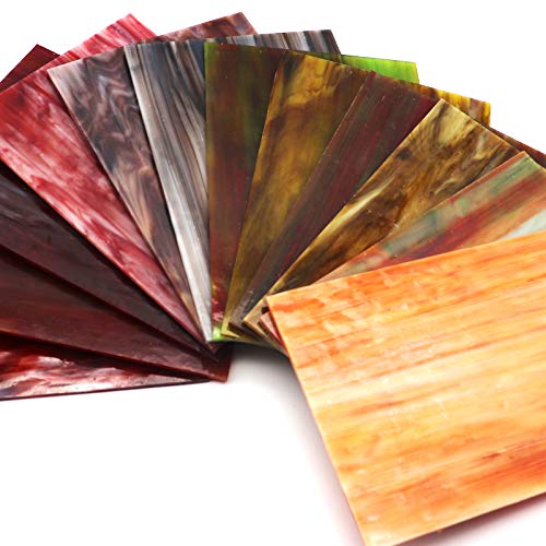 LITMIND 12 Pack Variety Stained Glass Sheets Pack, 4 x 6 inch Mosaic Glass Tiles for Crafts, Art Glass Pack, Assorted Granite Colors and Marble Textures(Opaque/Smooth) - Texture Mixed
