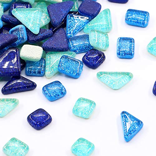 Swpeet 1Ib Glass Mosaic Tiles Pieces Stained Glass for Crafts, Mixed Colors and Patterns (Mosaic Tiles E)