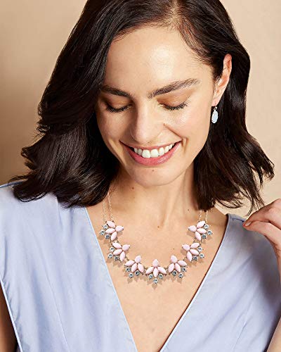 Crystal Flower Collar Necklace for Women Chunky Rhinestone Floral Bib Statement Choker Necklace