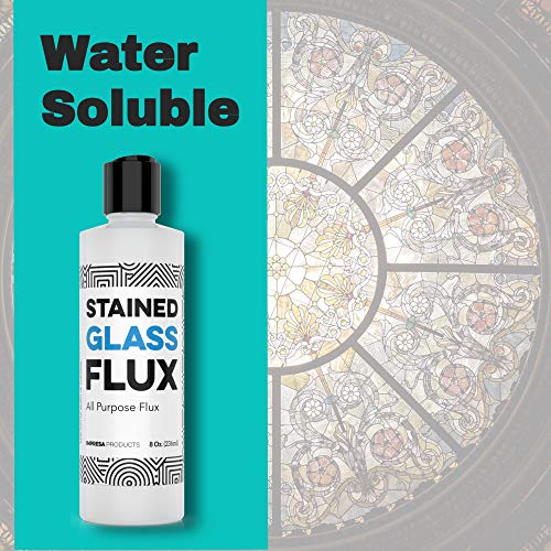 8oz Liquid Zinc Flux for Stained Glass, Soldering Work, Glass Repair and more - Easy Clean Up - Made in USA