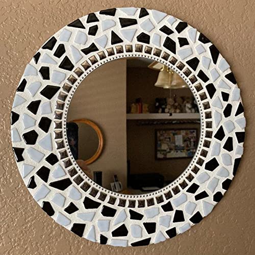 Youway Style Ceramic Mosaic Tiles for Crafts Bulk, 228g Black and White Mosaic Tiles, Mosaic Pieces for Mosaic Making Supplies (Mixed Colors,8 Ounce)