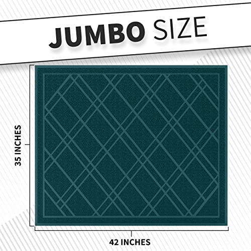 SlipToGrip Universal Door Mat – XL Size 42” x 35” – Anti Slip, Durable & Washable – Duraloop Mesh Entrance Outdoor & Indoor Welcome Mat – Dirt and Dust Absorber (Emerald Green)