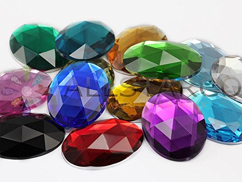 KraftGenius Allstarco 40x30mm Large Flat Back Oval Acrylic Rhinestones Cosplay Costume Gems Plastic Jewels Embelishments DIY Crafts Gemstones - 4 Pieces (Green Peridot H120)