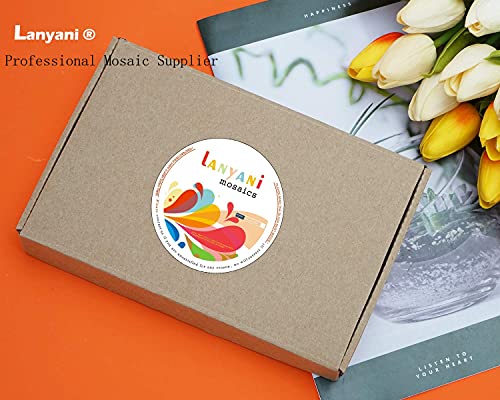 Lanyani Stained Glass Sheets Pieces, Glass Mosaics Tiles for Artwork and Crafts Art Projects, 35oz Value Pack, Flame