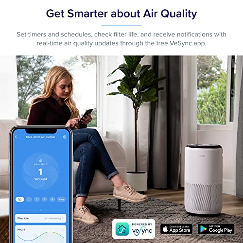 LEVOIT Air Purifiers for Home Large Room, Smart WiFi and PM2.5 Monitor H13 True HEPA Filter Removes Up to 99.97% of Particles, Pet Allergies, Smoke, Dust, Auto Mode, Alexa Control, White