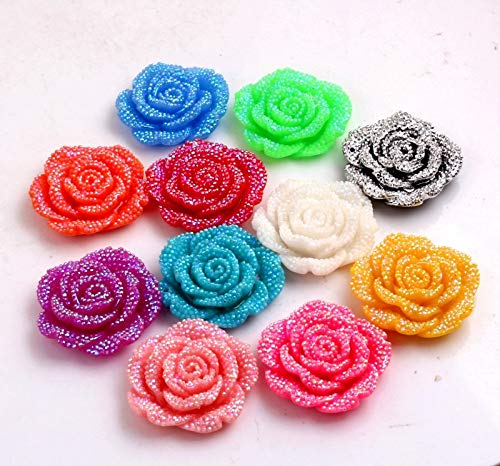 Ochoos Kwoi vita Chunky 42MM Chunky Resin Rhinestone Flower Pendant 50PCS A Lot Mix Color for Chunky Jewelry - (Color: Dark Green)
