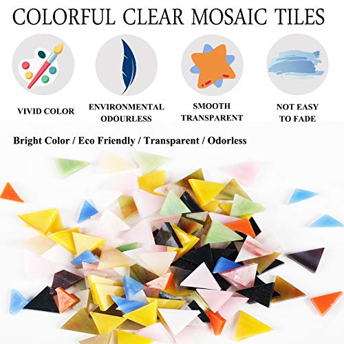 1000 Pieces Mixed Color Mosaic Tiles Mosaic Glass Pieces for Home Decoration or DIY Crafts, Triangle (Triangle,1.5 by 1.5 cm)