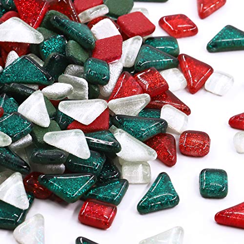 Swpeet 1Ib Glass Mosaic Tiles Pieces Stained Glass for Crafts, Mixed Colors and Patterns (Mosaic Tiles B)