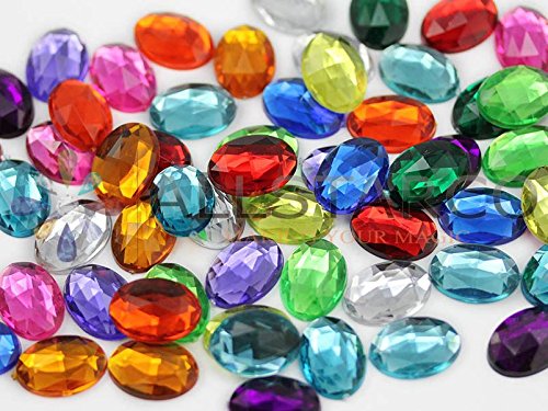 KraftGenius Allstarco 40x30mm Large Flat Back Oval Acrylic Rhinestones Cosplay Costume Gems Plastic Jewels Embelishments DIY Crafts Gemstones - 4 Pieces (Green Peridot H120)