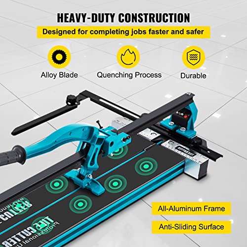 Mophorn Tile Cutter, 24 Inch Manual Tile Cutter, Tile Cutter Tools w/Single Rail Double Brackets, 3/5 in Cap w/Precise Laser Guide, Tile Cutter Porcelain Tools for Precision Cutting Porcelain Tiles